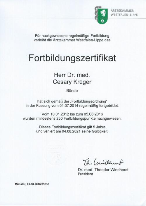 Fortbildungszertifikat