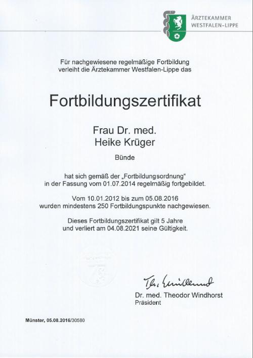 Fortbildungszertifikat